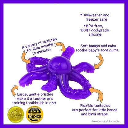 Baby Banana - Octopus Teething Toy Toothbrush, Training Teether Tooth Brush for Infant