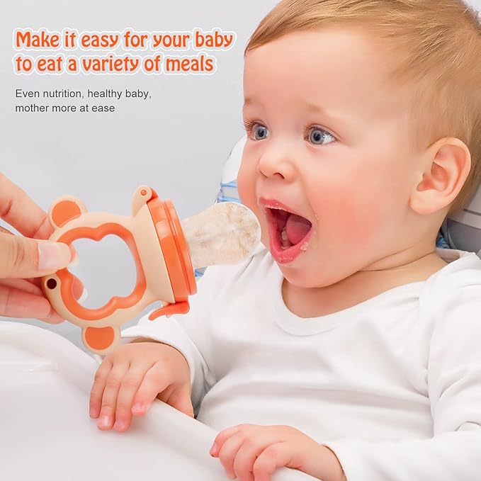 Baby Fresh Fruit Feeder Pacifier, 2 Pack HAOBAOBEI Baby Teether for Chewing 4 Silicone