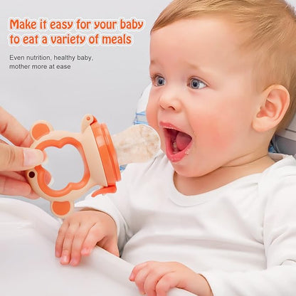 Baby Fresh Fruit Feeder Pacifier, 2 Pack HAOBAOBEI Baby Teether for Chewing 4 Silicone