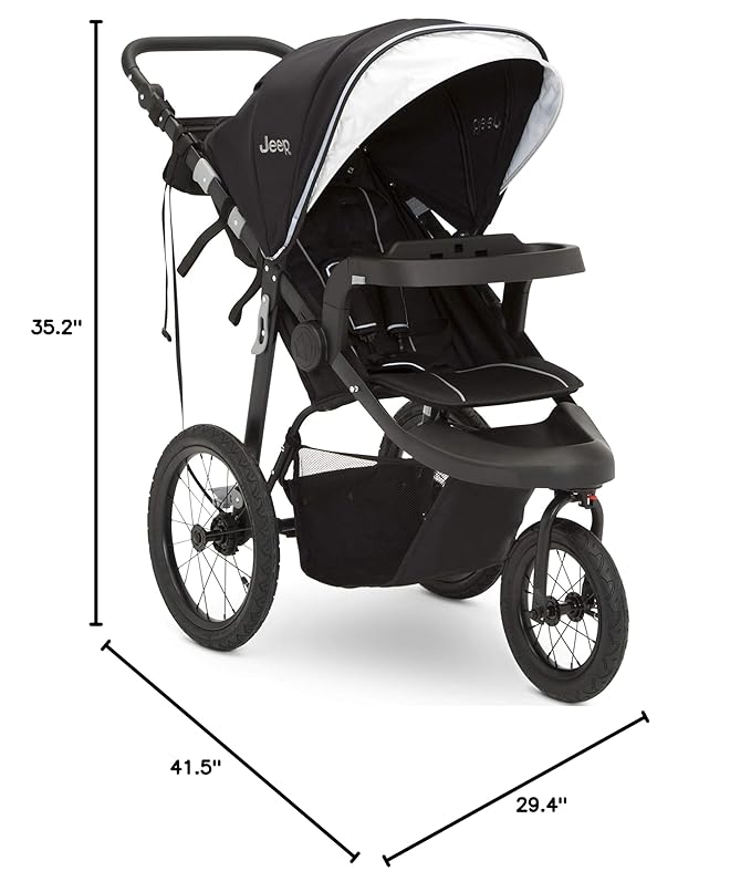 Jeep Hydro Sport Plus Jogger by Delta Children, Includes Car Seat Adapter, Black, Neoprene, Leather