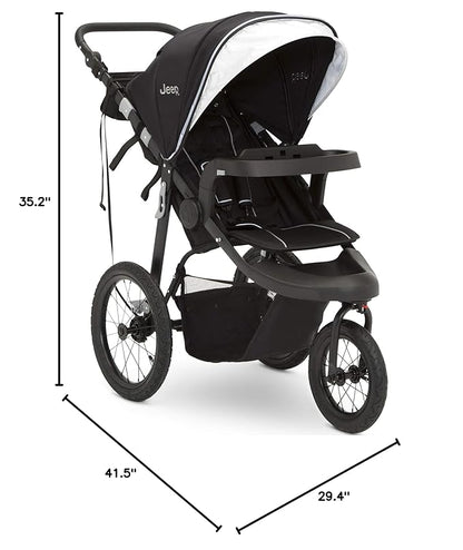Jeep Hydro Sport Plus Jogger by Delta Children, Includes Car Seat Adapter, Black, Neoprene, Leather