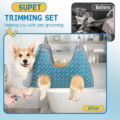 Supet Cat Grooming Hammock Harness for Cats Dogs, Relaxation Cat Nail Clipper Hammock, Restraint Dog & Small Animal Leashes Sling for Groomingk for Nail Trimming