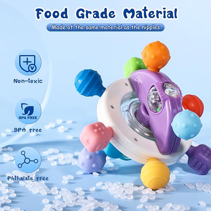 Baby Teething Toys, Montessori Sensory Teether Toy for Babies 0 3 6 9 12 18 Months 1 Year Old