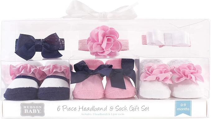 Hudson Baby Girl's Headband and Socks Giftset