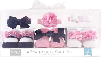 Hudson Baby Girl's Headband and Socks Giftset