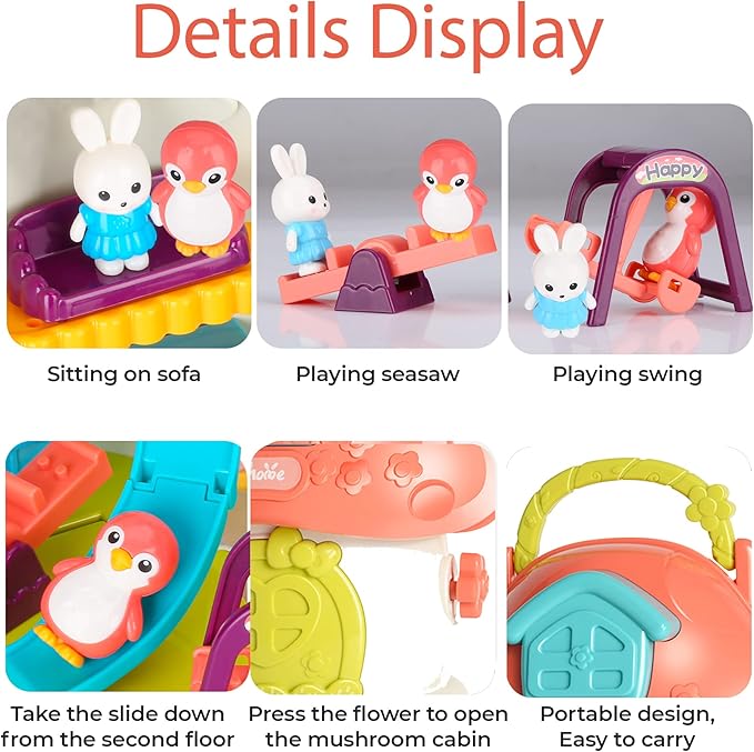 haomsj Doll Houses for Little Girls Toddler , 14PCS Pockets Playsets for Girls