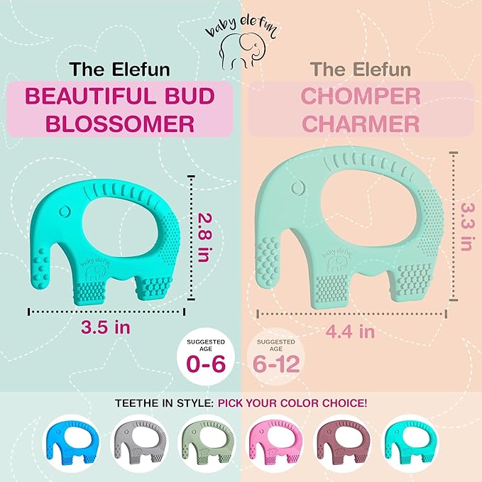 Teething Toys for Babies Age 0 to 12 Months - Baby Elefun 5X Pain Relief Smart Teether