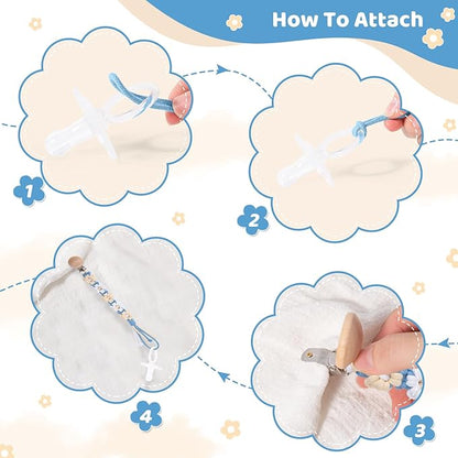 Pacifier Clip for Boys Girls Floral Daisy Macrame Baby Paci (1pack:Light Yellow
