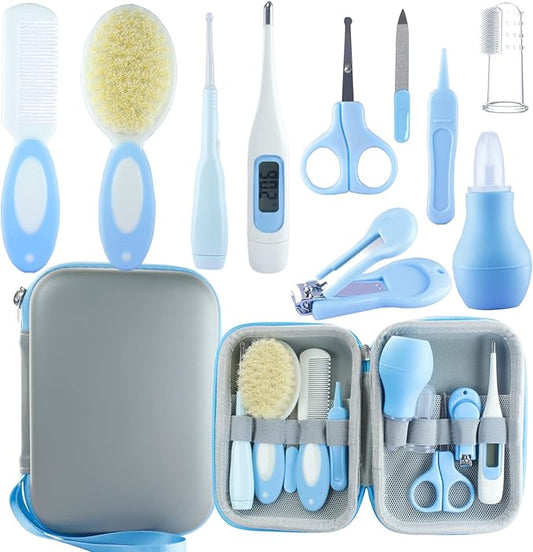 Baby Grooming Kit, Baby Essentials for Newborns (10 in 1) (Blue)