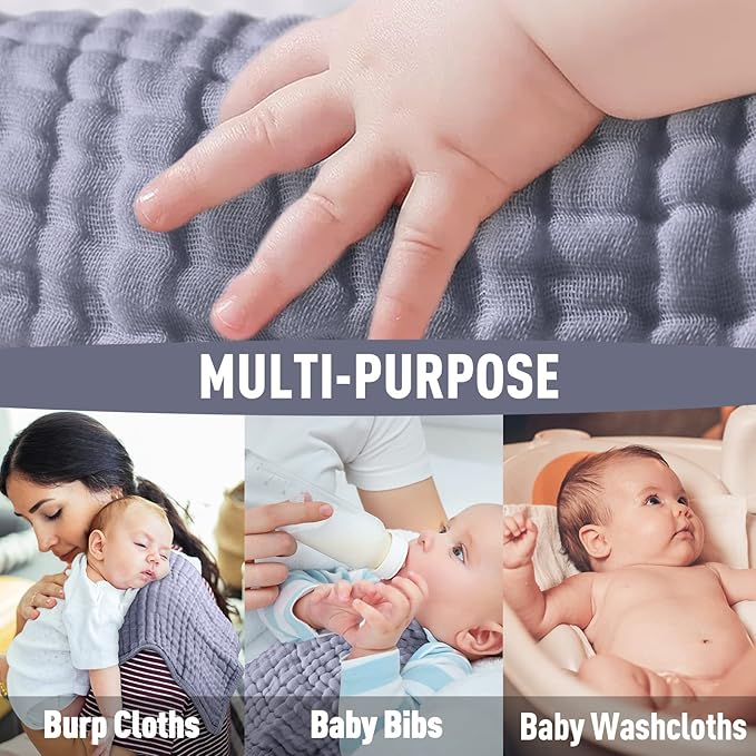 Yoofoss Muslin Burp Cloths for Baby 10 Pack 100% Cotton 20''X10'' Super