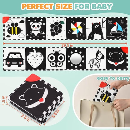 Black and White Baby Toys - High Contrast Baby Toys for Newborn Brain Development 0-3-6-12 Months