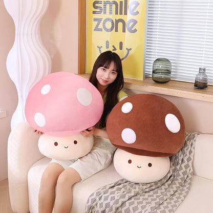 Kawaii Plush Mushroom Toy Pillow, Cute Plushies Mushroom Doll Gift for Kids(Brown 60cm/23.6in)