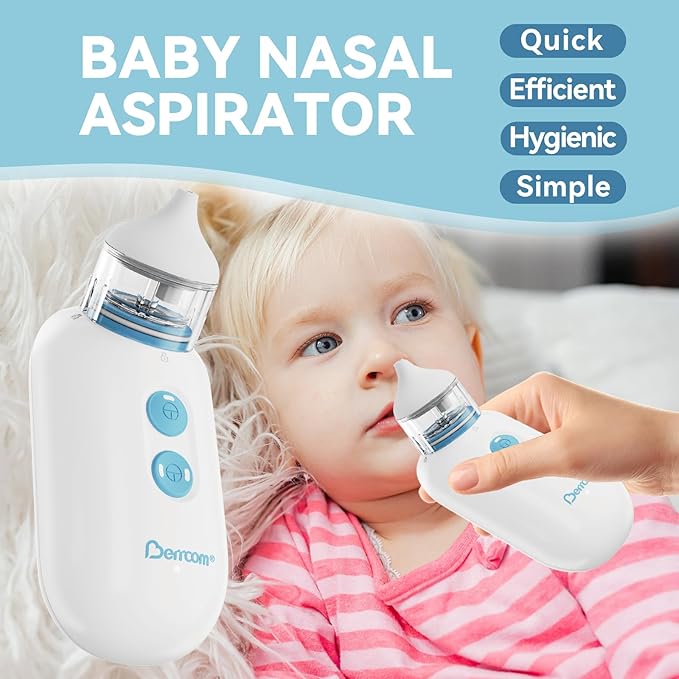 Berrcom Electric Nasal Aspirator for Baby, Baby Nose Sucker for Toddler Nose Suction for Infants 2 Suction 2 Silicone