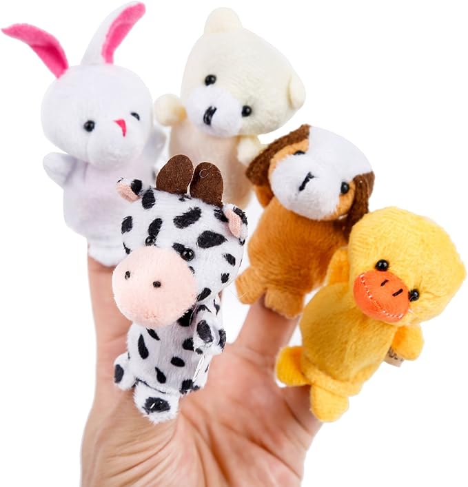 20pcs Different Cartoon Animal Finger Puppets Soft Velvet Dolls Props