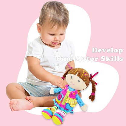 June Garden 15.5" Dressy Friends Scarlett - Educational Stuffed Plush Doll for Kids and Toddlers 2 Years and Up