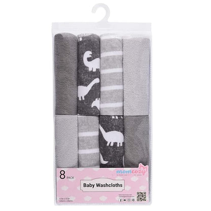 Baby Washcloths, Momcozy Ultra Soft Absorbent Towel 8pcs Newborn 10"x10" (Gray)