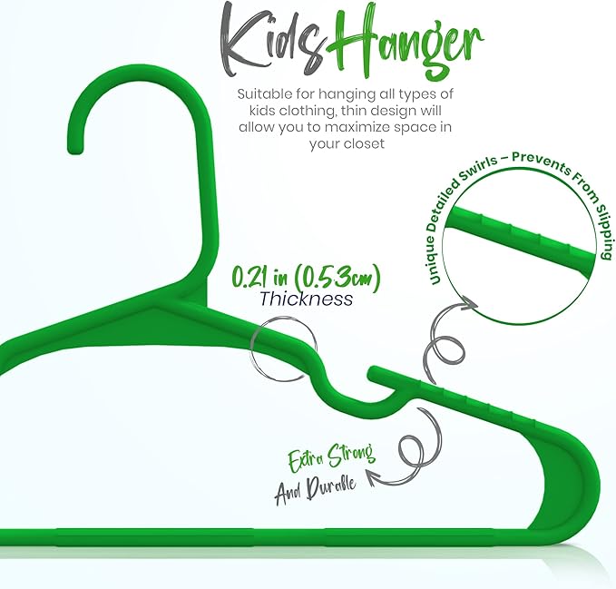Utopia Home 40 Pack Kids Hangers - 11.5 Inch Plastic Baby Hangers for Closet - Childrens Hanger for Clothes & Infant Hanger for Closet - Ideal for Everyday Standard Use (Green)