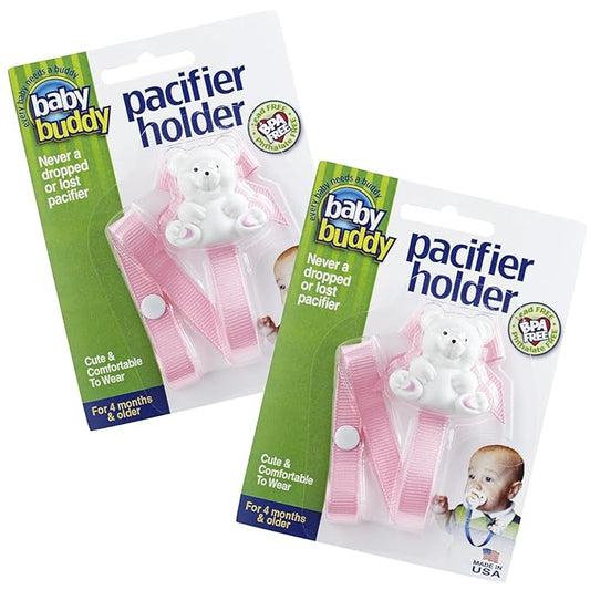 Baby Buddy Pacifier Clip Holder, Newborn Essential with Universal Fit for all Binky and Teether Brands 4+ Months, 2 Pack