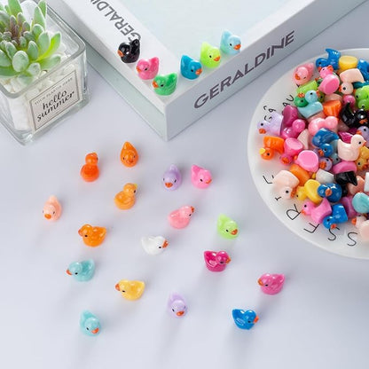 200PCS Mini Resin Ducks Tiny Garden Micro Landscape Ornament Dollhouse