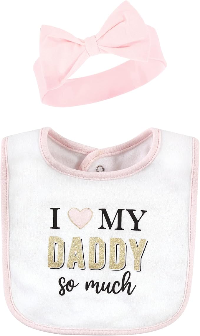 Hudson Baby Unisex BabyCotton Bib and Headband or Caps Set
