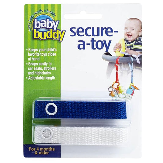 Baby Buddy Secure-a-Toy, Adjustable Pacifier and Teether Strap for Stroller 2 Pack