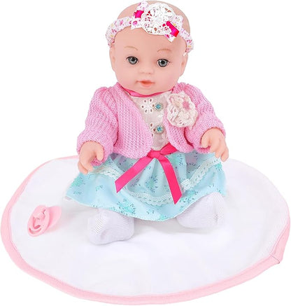 Realistic Baby Dolls 12 Inch Girl Baby Doll with Accessories and Clothes Includes Blanket,Carrier Bassinet Bed 3 Ages