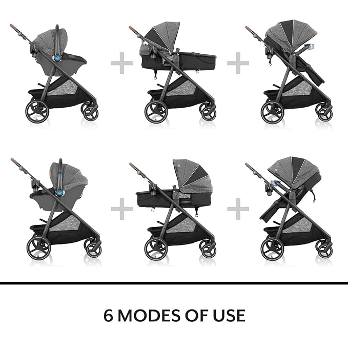 Evenflo Shyft Intuiti+ Travel System Featuring Revolve180 LiteMax NXT with SensorySoothe (Dubhan Black)