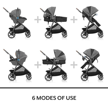 Evenflo Shyft Intuiti+ Travel System Featuring Revolve180 LiteMax NXT with SensorySoothe (Dubhan Black)