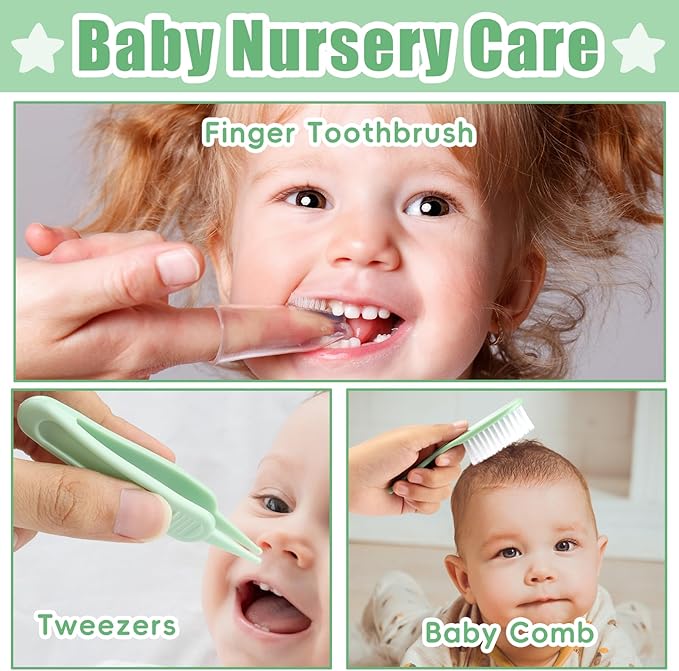 Baby Grooming Kit for Boys Girls Safety Newborn Nursery Essentials Grooming Set Gift for First-time Parents Green 18 in 1