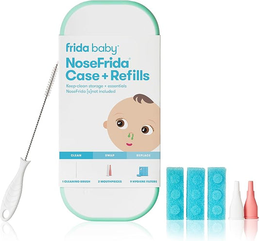 Frida Baby NoseFrida Case + Refills | Cleaning and Storage for Doctor-Recommended NoseFrida The Snotsucker Nasal Aspirator, Storage Travel Case
