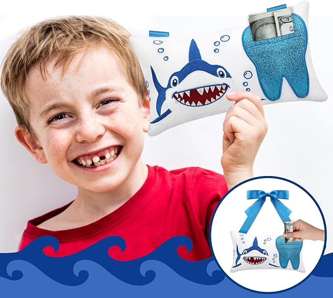 Tooth Fairy Pillow with Pocket for Girls and Boys Kids 8.6 x 4.8 inches