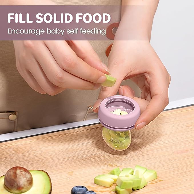 Baby Fruit Feeder with Mini Freezer Tray, 2 Pack Silicone Baby Food Feeder for Batch Prep 2 Extra
