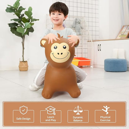 INPANY Bouncy Monkey Hopper Toys, Toddlers Inflatable Animal Hopping Horse 2 3 4 Yr