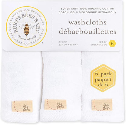 Burt's Bees Baby Infant Washcloths, 100% Organic Cotton 6 Pack