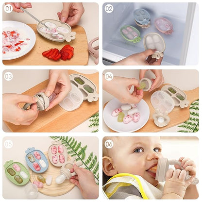 Baby Food Fruit Feeder & Mini Freezer Nibble Tray, Breastmilk Popsicle Molds for Baby Cooling Relief