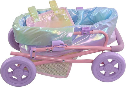 Olivia’s Little World - Baby Doll Bassinet Stroller, Baby Doll Pram Stroller Buggy for 3 Year Old Girls Toddlers 2 in 1 Deluxe 16" Dolls,