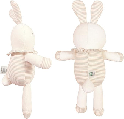 Organic Cotton Baby First Friend (Hello! Little Bunny) Attachment Doll for Baby, Pillow Buddy 15.7 inches