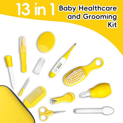 Baby Healthcare and Grooming Kit, Portable Baby Safety Care Set, Baby Essentials kit for Newborn(Yellow 13 in 1)