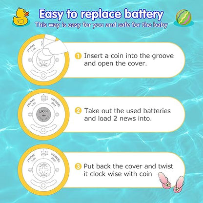 Baby Thermometer, Baby Bath Thermometer Upgrade LED Digital Bathtub Water Temperature Auto ON/Off Bathroom Safety Thermometer Yellow Duck Floating Toy for Infants