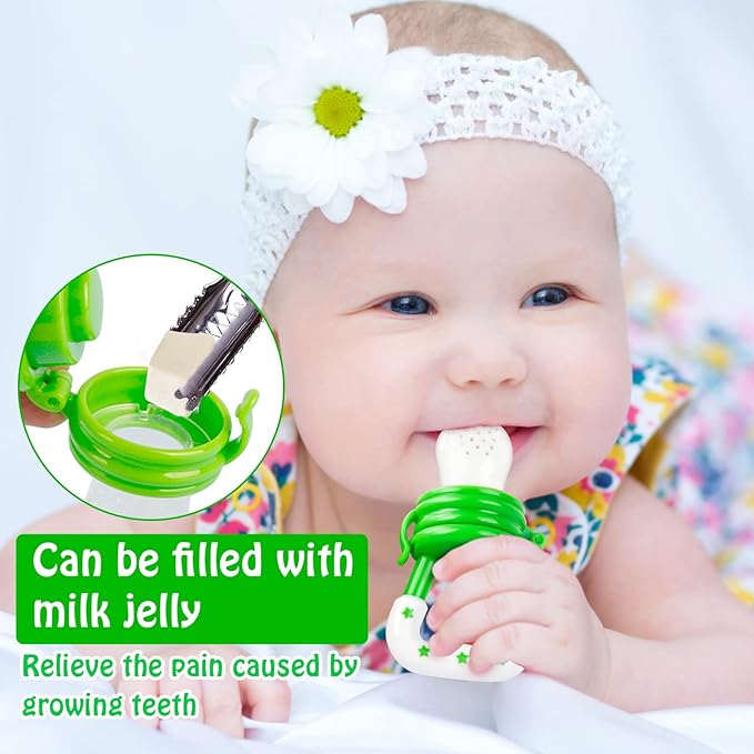 Baby Fruit Feeder/Food Feeder Pacifier for Babies (2 Pack) - HAOBAOBEI Mesh Teethers for Babies, Infant Teething Toy in Appetite Stimulating Colors 3 Sizes