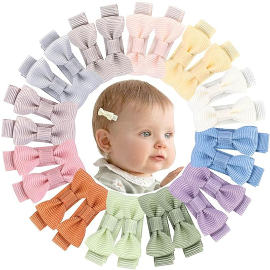 24PCS 2inch Oaoleer Baby Girls Hair Clips, Fully Lined Bows Hair Pins 12 Colors