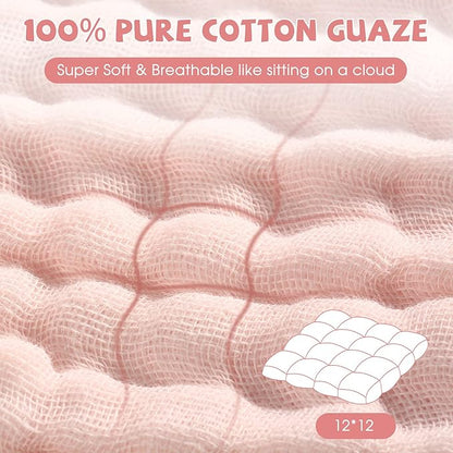 MUKIN Baby Washcloths and Burp Cloths, Soft Absorbent Towels for Newborns 6 Pack, 12x12 Inches