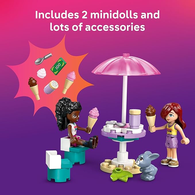 LEGO Friends Heartlake City Ice Cream Truck Toy - Building Toy Pretend Play Set for Kids, Girls and Boys, Ages 4+ - Preschool Building Blocks with 2 Minidolls and Rabbit Figure - 42644