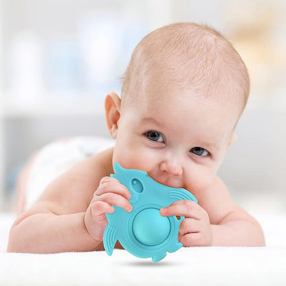 Popz Baby Teether Toy - Made in The USA 0-6 Months 100% Silicone