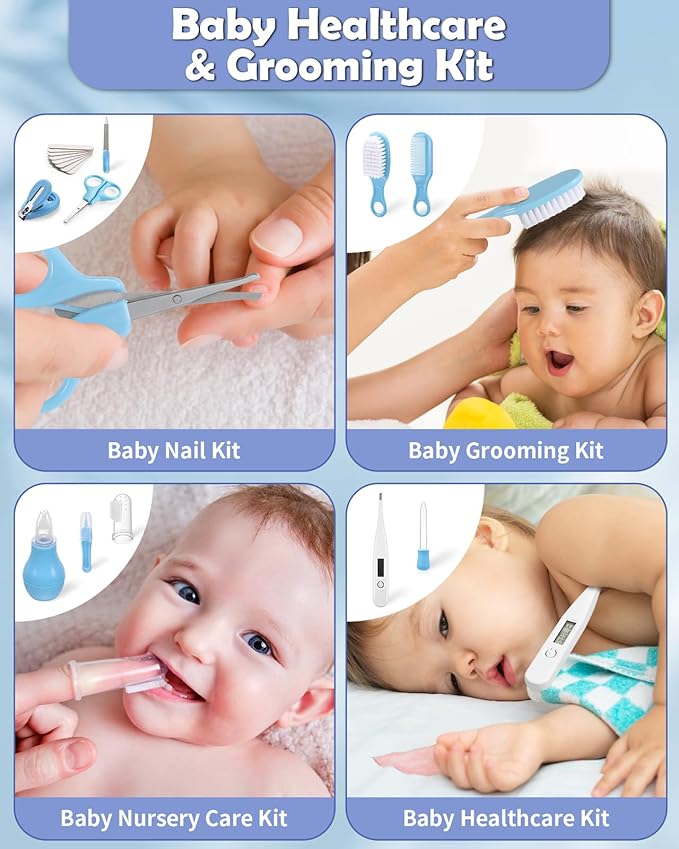 Lictin Baby Healthcare and Grooming Kit, 31 in 1 Baby Electric Nail Trimmer Set, Newborn Nursery Care Kit, Baby Essentials with Nail Clippers, Medicine Dispenser, Infant Comb, Brush