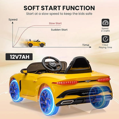 Hetoy 12V Kids Ride On Car, Licensed Bentley Bacalar Electric Vehicles w/Parent Remote Control 3 Speeds,