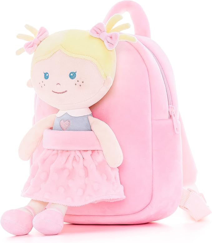 Onetoo Toddler Backpack Kids Backpacks with Soft Light Baby Dolls 9.5"