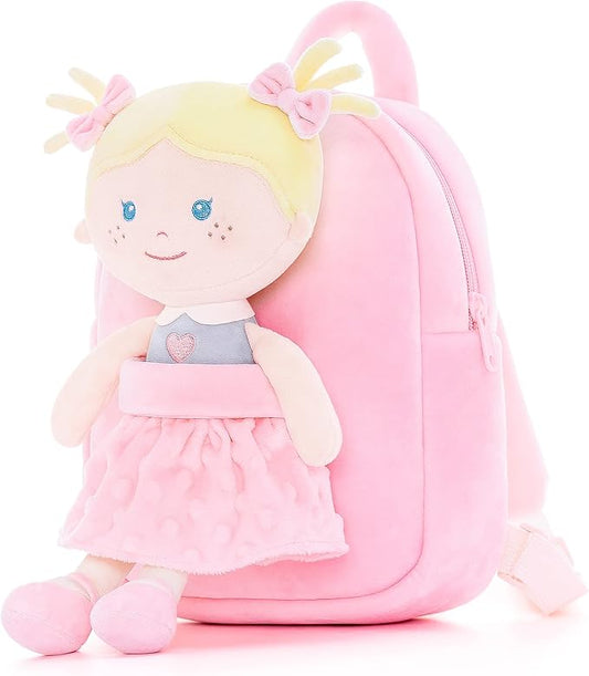 Onetoo Toddler Backpack Kids Backpacks with Soft Light Baby Dolls 9.5"