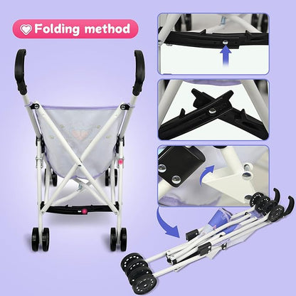 Doll Stroller Toy Anivia Realistic Doll Stroller Heart Design Gifts