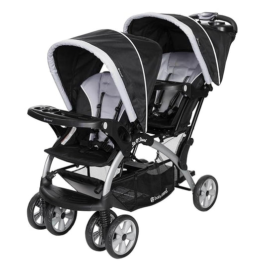 Baby Trend Double Infant and Toddler Stroller w/ Harness and Basket, Sit N' Stand, Stormy